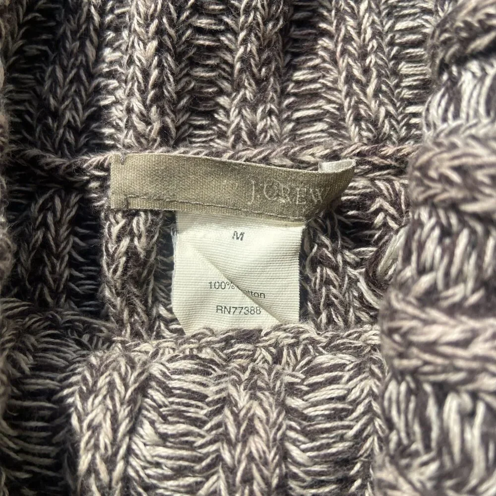 J. Crew Women’s M 100% Cotton Ribbed Marled Turtleneck Sweater Brown/Grey Y2K
